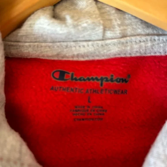 Champion Boys Classic Script Logo Hoodie Red Size Large - Picture 5 of 5